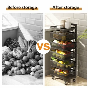 Joyings Multi Layer Rotating Storage Rack For Kitchen And 5 Tier Metal Wire Baskets And Mobile Holders & Racks