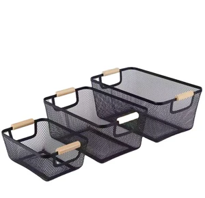 Portable Garden Storage Mesh Wire Basket for Kitchen Pantry Picnic with Handle