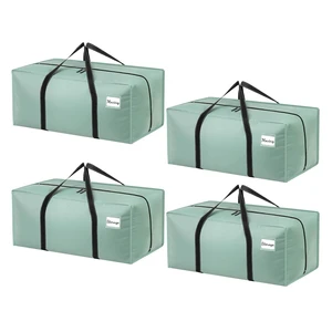 Heavy Duty Eco-Friendly Multifunction Waterproof Clothes Storage Bags with Zips for Moving Camping & Travel-Light Blue