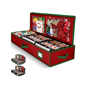 Under-bed Wrapping Paper Storage Bag Large Capacity Christmas Organizer for 18-24 Rolls Ribbon Gift Wrap Storage with Pockets