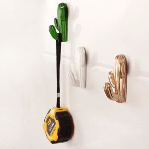 Creative Resin Cactus Wall Hook Key Hanger Self-adhesive 3D Hanger Hook Home Wall Decoration Accessories
