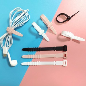 Flexible Fish Bone Silicone Cable Tie Extended Size Cable Storage Management Device for Bathroom Kitchen Headphone Winding Strap