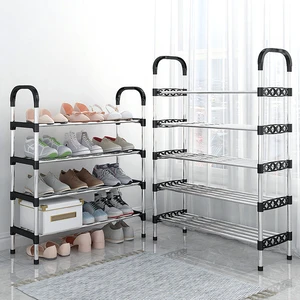 OEM Metal 5/6-Layer Shoe Rack Stand Simple Design 5 Pipes Per Layer Detachable Sturdy Rust-Proof Shoe Organizer Rack Living Room