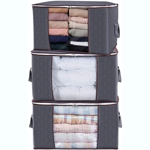 Large Capacity Square Foldable Storage Bag Organizer with Reinforced Handle Free Sample for Clothes and Food Storage