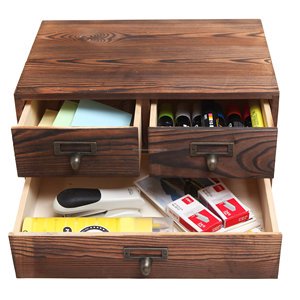 Polished Wood Eco-friendly Multifunction Storage Desktop Shelf Box With 3 Drawers Jewelry Organizer Four Layers Save Space