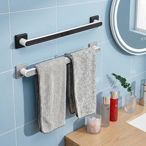Punch-Free Plastic Non-folding Single Tier Wall-Mounted Modern Stable Load-bearing Waterproof Bathroom Towel Storage Holder