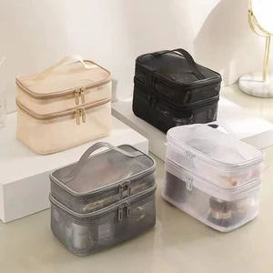 High Quality Mesh Makeup Storage Bag Portable Outdoor Small Toiletry Bag Unisex Travel Cosmetic Bag Transparent Large Capacity