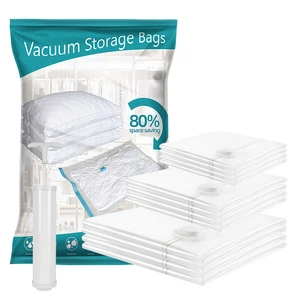 High Quality 80% Space Saver Eco-Friendly Nylon Vacuum Compression Storage Bags for Clothes Bedding & Food-Home Organizer