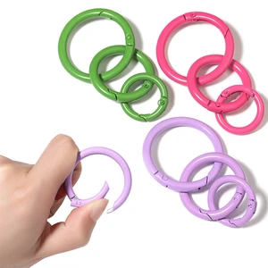 Colored Spring Clasps Round Carabiner Keychain Bag Clips Hook Metal O Ring