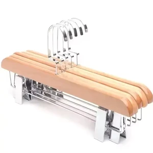 Household Coat Hanger Wood Hanger for Clothing with Clips Clothes Coat Hanger
