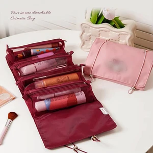 Custom Logo Foldable Hanging Toiletry Bag Zipper Multi Compartment Travel Organizer