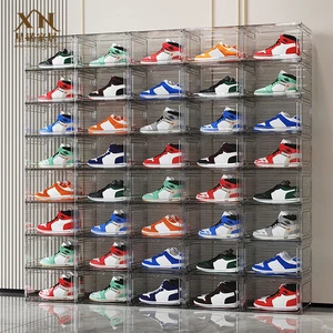 Hot Sales Transparent Shoe Box Stackable Sneaker Organiser Functional Collection Display Shoe Cabinet for Storage