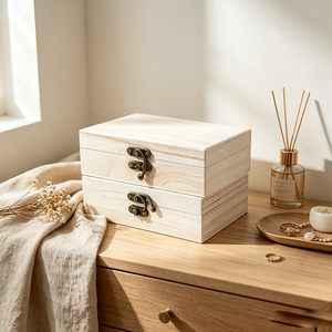 Wholesale Custom Wooden Storage Box DIY Natural Wood Crate Handmade Craft Wooden Storage Box Set