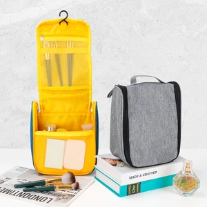 Custom Waterproof Durable Nylon Hanging Toilet Bag with Zipper Closure Foldable Portable Vintage Large Capacity Soft Handle