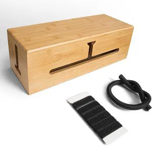 Simple Wooden Wire Storage Box Desktop Row Plug Data Cable to Block the Organizer Box