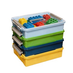 Stackable PP Plastic Storage Bins Lids Clear Latching Box For Building Bricks Multi-Color Organizer Toys Office & Home