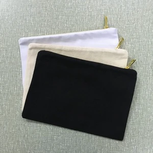 Natural Canvas Makeup Pouch Blank Cotton Zipper Pouch 7*10 Inches Cosmetic Storage Bag for DIY Bridesmaid Gift