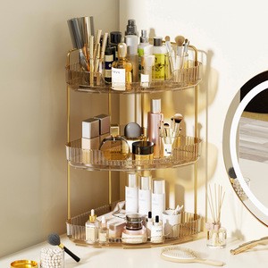 Desktop Corner Cosmetics Storage Box Light Luxury Corner Floor Bedroom Bathroom Skin Care Product Storage Finishing Rack