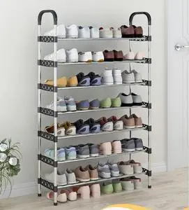 Large Capacity 6/7/8-Layer Metal Simple Shoe Rack Stand Space Saving Rust-proof Shoe Organizer Rack For Entryway,Living Room