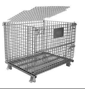 Collapsible Wire Basket with Wheels Mesh Container Folding Cage