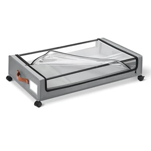 For Square Carbon Steel Bed-Under Storage Rack Dust-Proof Rotatable Under-Bed Organizer for Clothes Shoes Books Toys Storage