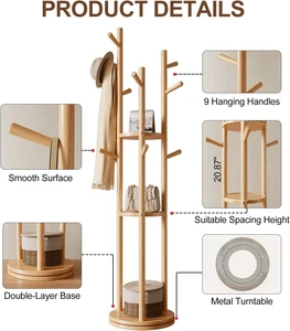 JY Clothes Rack with Storage Box Foldable Garment Holder Coat Rack Freestanding Coat Stand Child Clothing Stand