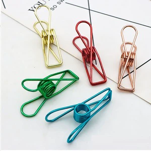 Multipurpose Colorful Metal Photo Clips Wire Clothes Hanging Pegs Binder Paper Clips Food Bag Clips 55mm JNT Model JHS-005 Home