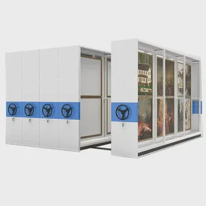 Fine Arts Showroom High Density Mobile Shelving Systems Sliding Push Pull Oil Painting Display Rack Steel Mobile Shelving System