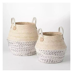 Handmade Natural Rattan Jute Yarn Rectangle Storage Basket Set Eco Friendly Woven Organizer for Laundry Toy Blanket Storage