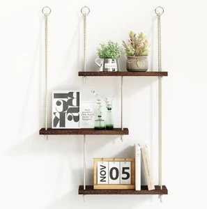 Modern Three-Tier Adjustable Durable Wooden Wall Mounted Floating Shelf Storage Rack