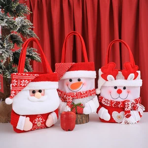 Reusable Christmas Gift Bag Candy Storage Pouch Holiday Party Decoration Tote for Presents and Toys