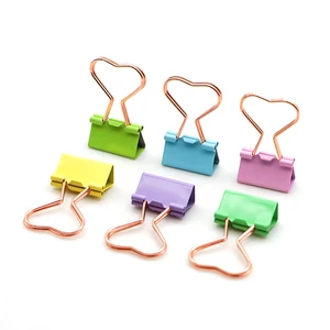 25mm Heart-Shape Medium Size Metal Binder Clip Clamps Assorted Color Long Tail Food Bag Clips Paper Holder