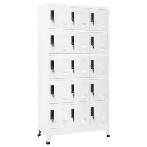 White Steel Locker Cabinet 100x70Cm Five Layers Standing Storage Office Organizer Minimalist Design