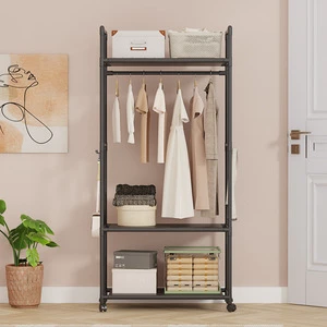 Simple Metal Coat Rack Multi-functional Clothes Hanger Mobile Storage Rack for Indoor Outdoor Use in Dorm Rooms