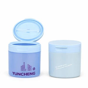 Eco-Friendly 300ml 450ml Skincare Facial Toner Cotton Pads Packaging PP Plastic Flip Top Cap Cosmetic Jars With Tweezers