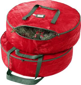 Christmas Wreath Storage Bag, Featuring Sturdy and Durable Handles and a Label Pouch, Making It Convenient for Holiday Storage.