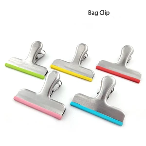 Stainless Steel Metal Paper Sealing Clips Silicone Food Storage Bag Seal Clip