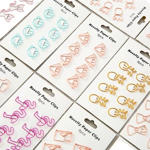 Creative Student Stationery 10-Piece Paper Clip Set Cute Hollow Metal Design Convenient Bag Packaging