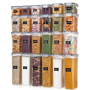 24pcs BPA-Free Airtight Plastic Storage Bin Container Stackable Kitchen Organizer For Cereal Dry Food 42pack PP Material Parties