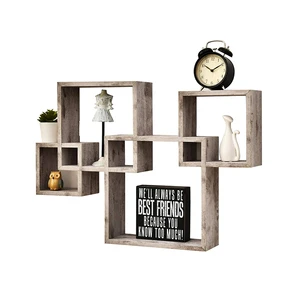 Custom Wooden Wall Shelf Storage Rack 4 Cube Floating Shelves Modern Wall Shelf Wood Decorative