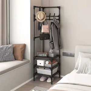 Cabinet Hanging Rack Metal Racks Clothing Multi-function Floor Standing Clothes Hanger Storage Shelf Bedroom Corner Coat Racks