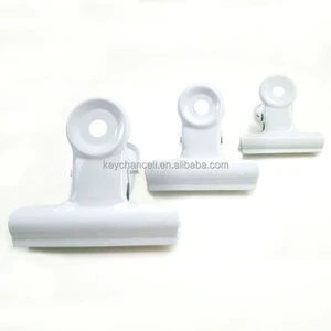 China Supplier 38mm Baking Varnish Paint White Metal Bulldog Clip Food Bag Clamp File Paper Clip