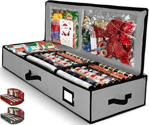 Modern Gift Wrapping Storage Bag for Christmas Accessories Holds 24 Rolls Under-Bed Storage Large-Capacity Holiday Decorations