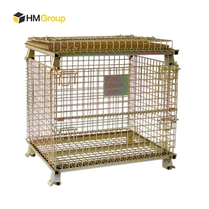 Weld Foldable Galvanized Heavy Duty Logistic Collapsible Wire Mesh Basket
