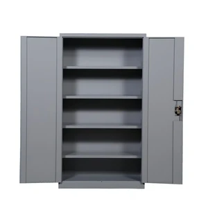 Knock Down Heavy Duty Garage Steel Storage Cabinet With 2 Doors and 4 Adjustable Shelves 120kg Load Per Shelf