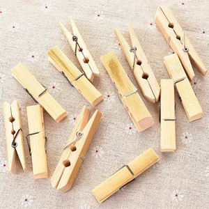 Soft Touch Grip Eco-friendly Bamboo Bag Clips-Durable Modern Clothes Pegs Socks' Clips Natural Color Detachable Design for