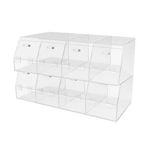 Supermarket Candy Bulk Store Food Display Case Floor Standing Clamshell Storage Acrylic Box