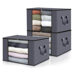 Household Clothing Storage Bag Non-woven Bag Wardrobe Quilt Storage Bag Transparent Dustproof Moisture-proof Storage Box