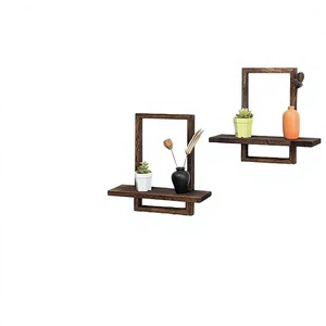 Stock Wooden Wall-Mounted Floating Shelf Square Storage Rack Multi-Room Wall Decorative Hanging Rack