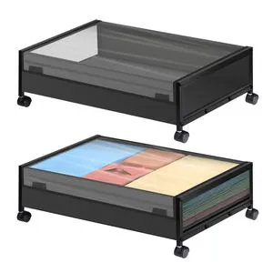 Large Rolling under Bed Metal Drawer with Lid Space-Saving Foldable Storage Container Functional Room Application Storage Wheels